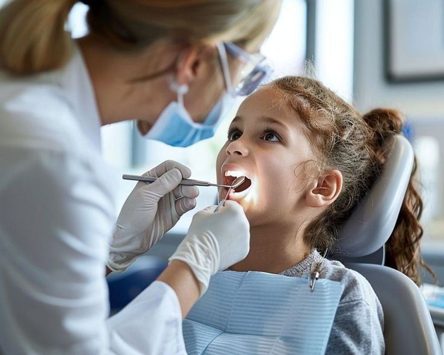 Gentle dental check-up for a child
